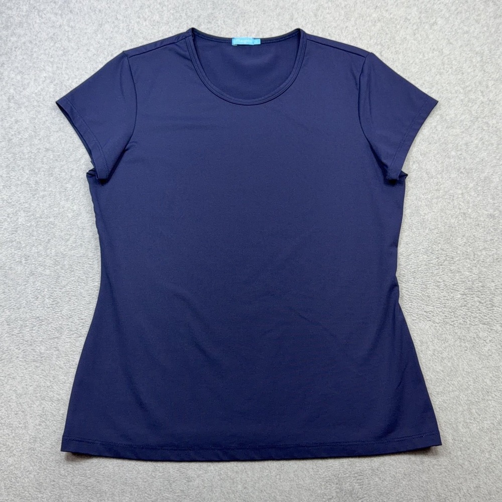 J McLaughlin Tee Shirt Womens Medium Blue Catalina Cloth Short Sleeve Crewneck